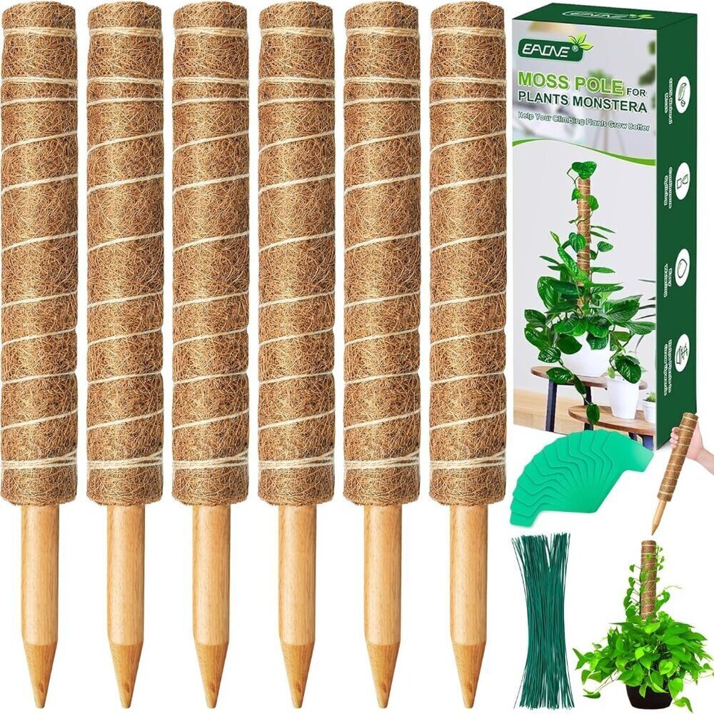 Moss Pole Plant Support 6 Pack 16" Monstera Indoor